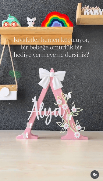 Alya — Kelebekli Harf Dekor
